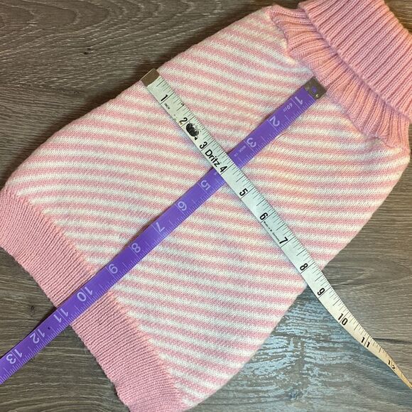 Soft Knit Pink & White Striped Dog Sweater - Picture 8 of 9